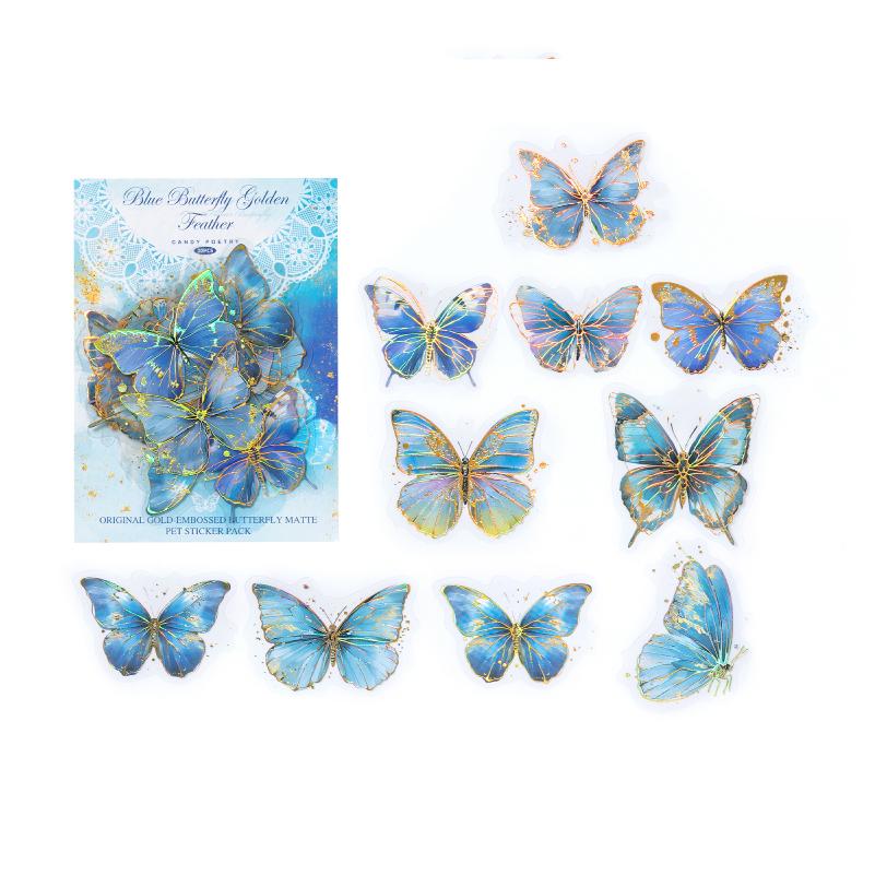 20pcs Exquisite Retro PET Butterfly Stickers Creative Collage Junk Journal DIY Scrapbooking Material Stationery Stickers