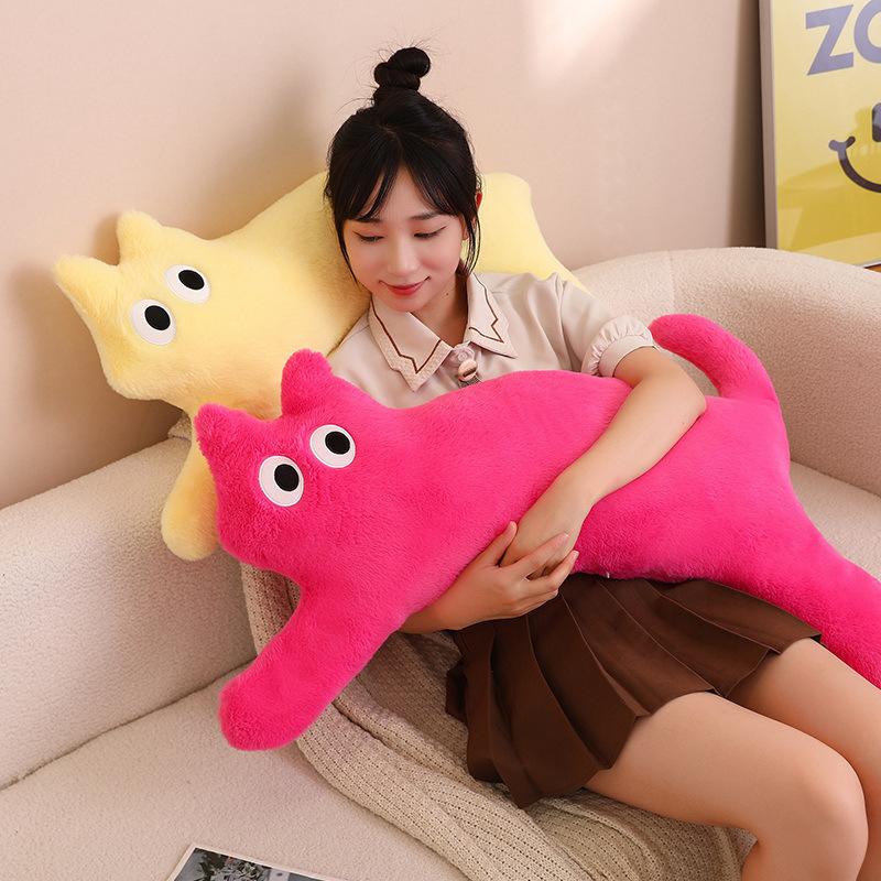 Dopamine Cat Plush Pillow Soft Stuffed Back Cat Plush Toy Long Hugging Pillow Home Sofa Bedroom Decor Adult Birthday Gift
