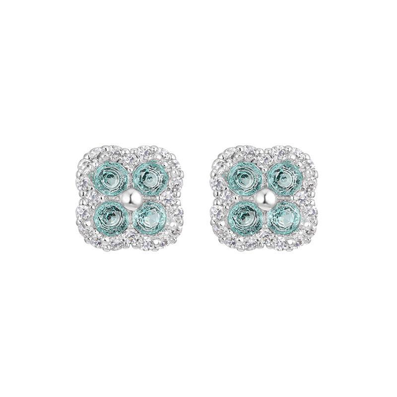 Unique Four-Leaf Clover Zircon Stud Earrings for Women - Healing Titanium Steel, Safe for Sleeping, Perfect for Piercings