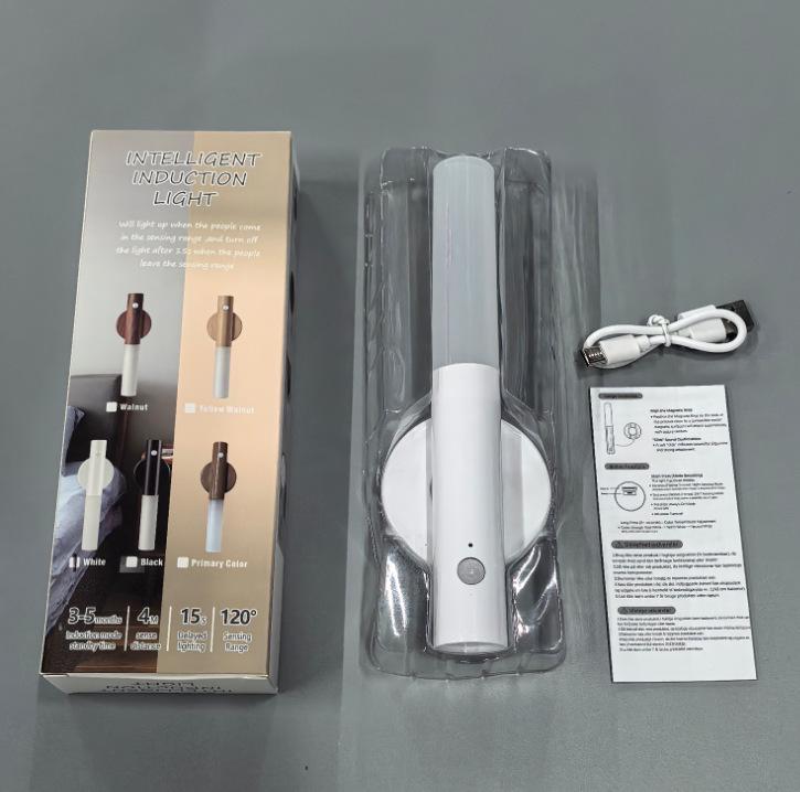 Wood Grain LED Sensor Night Light: Rechargeable, Magnetic, Auto Induction for Bedroom or Hallway