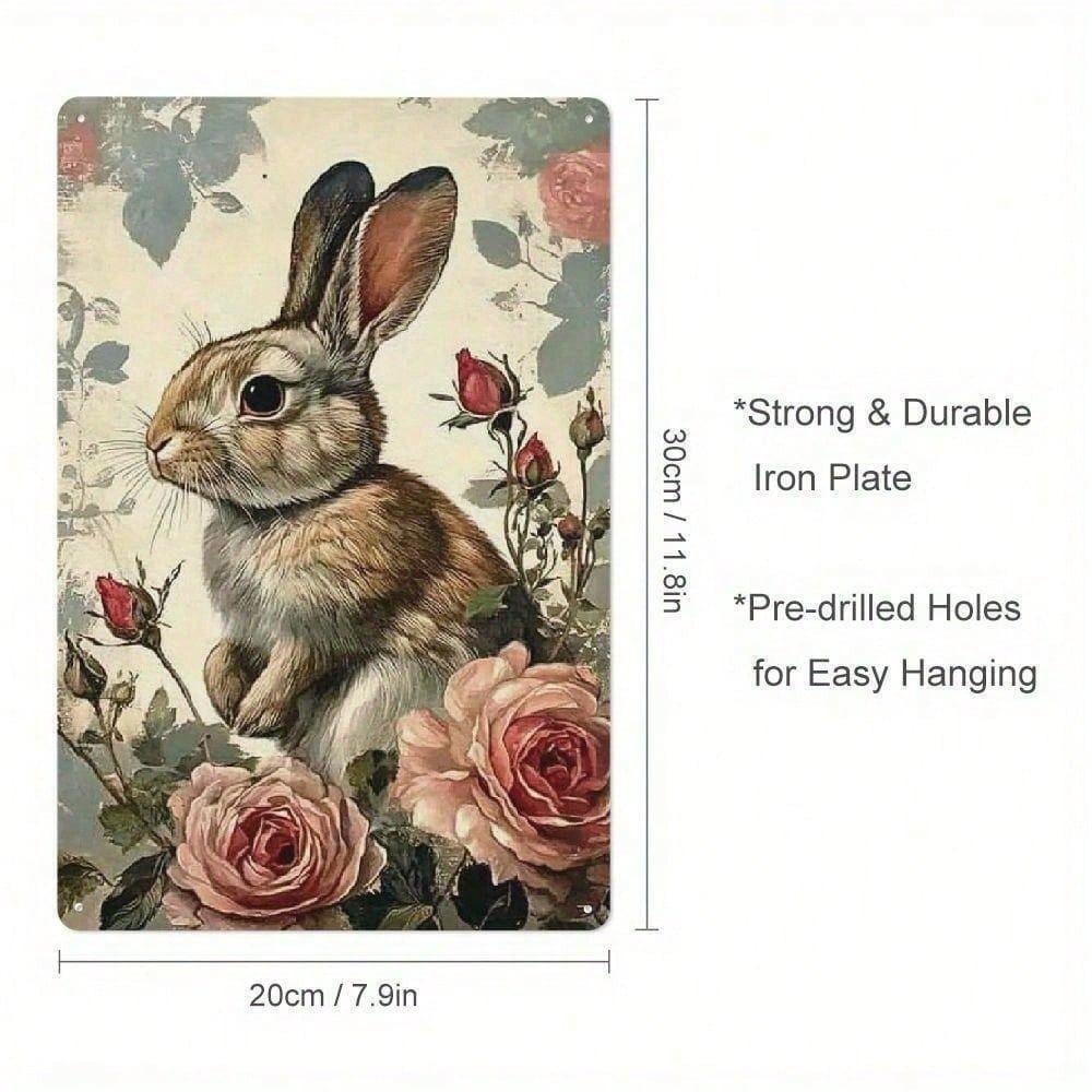 Metal Wall Art Easter Bunny Vintage Farm Decor for Home Garden Cafe