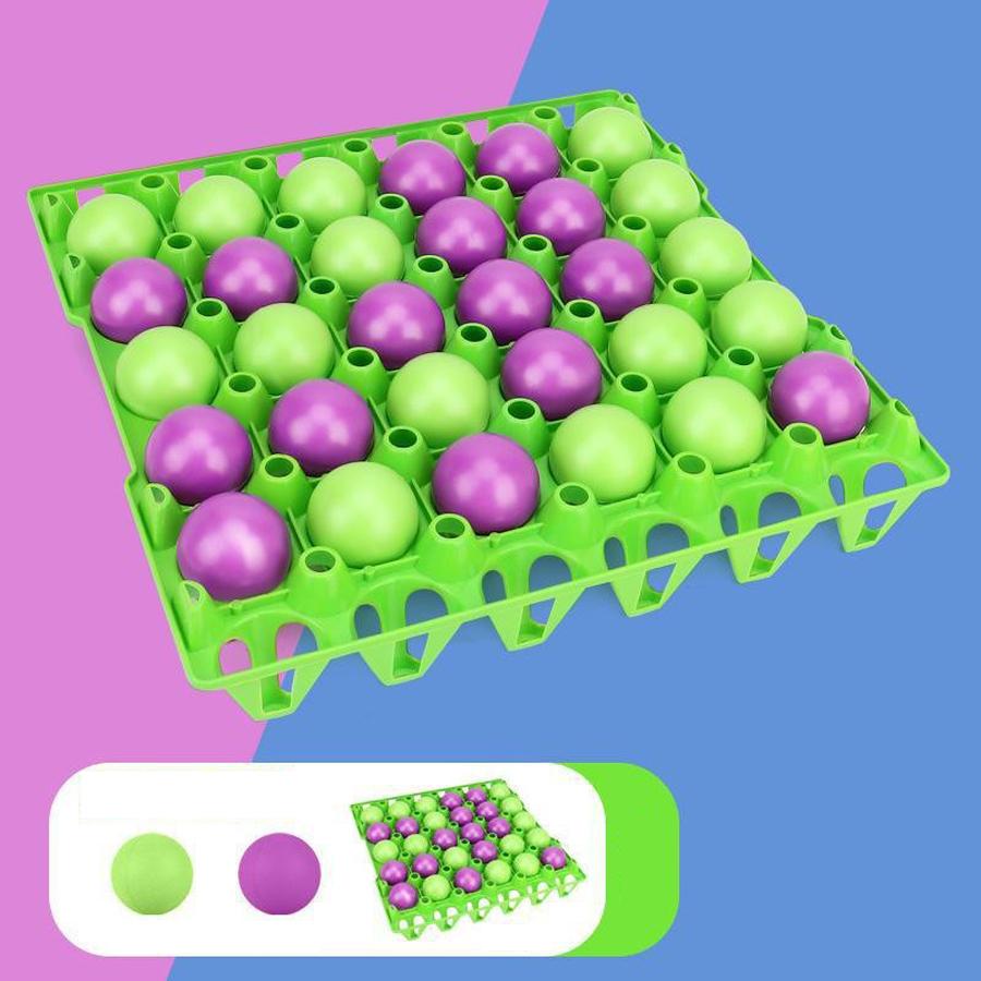 Kids Ball Bouncing Ping Pong Tic-Tac-Toe Game - Fun Parent-Child Interactive Toy, Party Challenge with Ball & Egg Tray зелёный