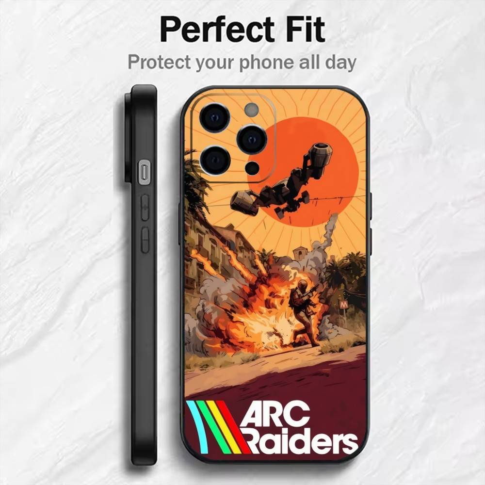 Custodia per Telefono Gioco ARC R-Raiders-s Per iPhone17,16,15,14,13,12 Plus,Max Copertura Nera in Morbido Silicone