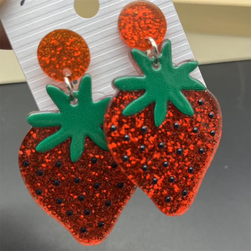Neue süße Fruchtohrringe Mango Erdbeere Wassermelone Fruchtohrringe Funkelnde Acryl-Ohrringe Schmuckzubehör Geschenke