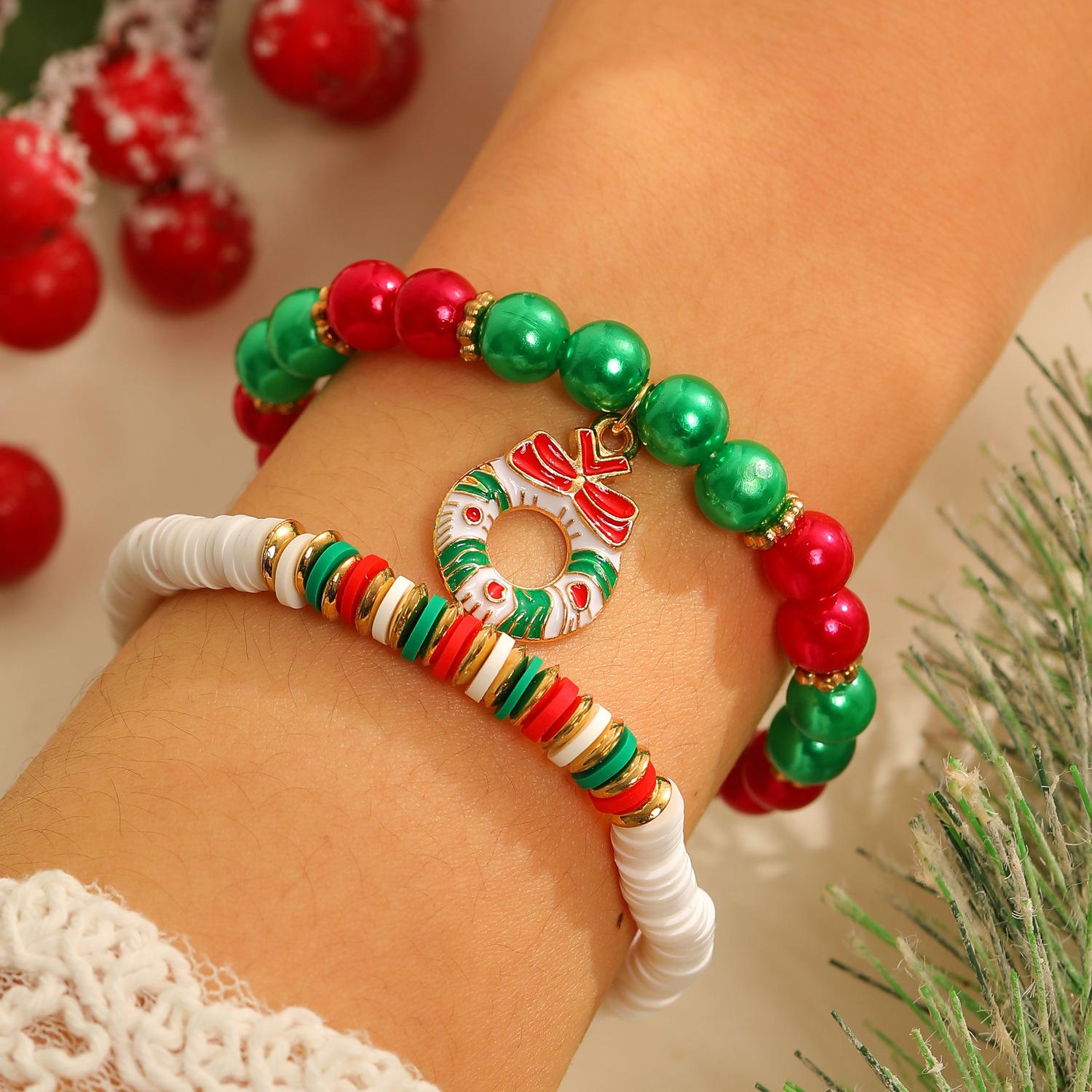 

2025 new 2026 suits, Christmas Claus gifts, fashionable and colorful handmade soft pottery bracelets, bracelets.