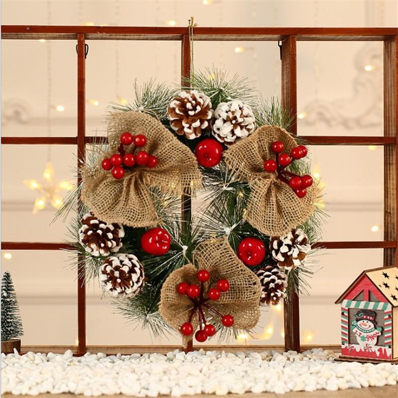 Christmas Pine Cone Wreath Holiday Door Hanging Decor Hotel Mall
