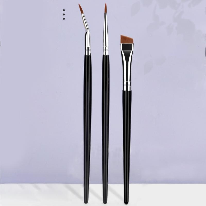 3pcs Fine Tip Angled Eyeliners Brushes With Wood Handle Makeup Brush For Detailed Looks Suitable For Various Occasion