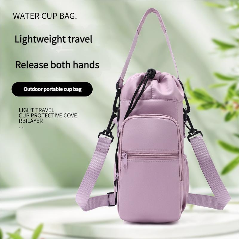 Elegante Portabotellas 2 en 1 para Ciclismo Senderismo, Bolsa Impermeable Aislada para Taza Teléfono con Correa Ajustable