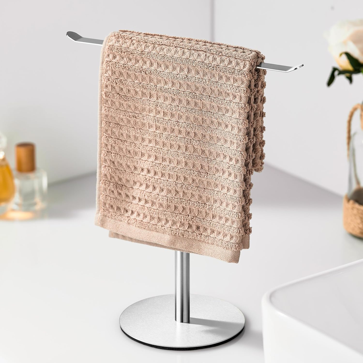 

T-Shape Hand Holder Stainless Steel Counter Organizer Headband and Lightweight Bathroom Towel Racks for Bathroom Kitchen серебряный