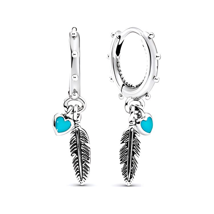 Pandora Sacred Feather Earrings Women earrings Silver 297205EN168 Box