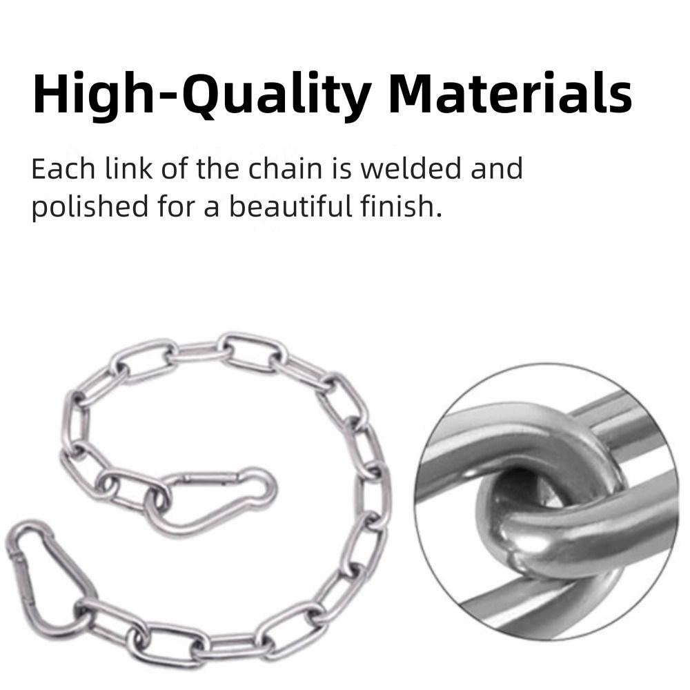 30 Inch Boxing Punching Bag Chain Stainless Steel Silver Sandbag Chain Heavy Duty with 2 Carabiners Hoisting Link Outdoor