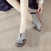 New Spring Style Sponge Cake Bottom Casual Women's Shoes Ethnic Style Genuine Leather Color-blocking Single Shoes To Increase Height and Comfort