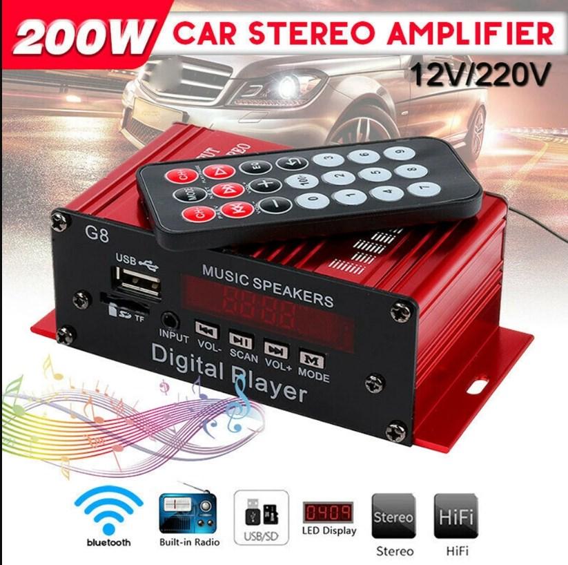 200W 12V USB Auto HIFI Audio Stereo zesilovač Dálkové ovládání Mp3 Dekodér Dekodér MP3 Dekodér do auta Bluetooth Autorádio MP3 zesilovač
