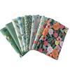 Floral Fabric Patchwork Cutting Nordic Cotton for DIY Green 8-Piece Set, 50x40cm, Fabric, Cloth, Scraps, Crafts,