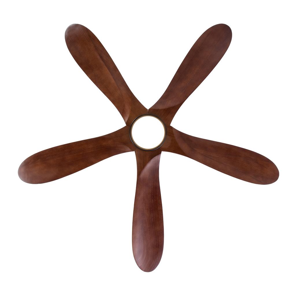 52-Inch Ceiling Fan with Light and Remote Control, Five Solid Wood Blades, 3CCT, dimmable, six speed settings, for bedrooms/living rooms/guest rooms