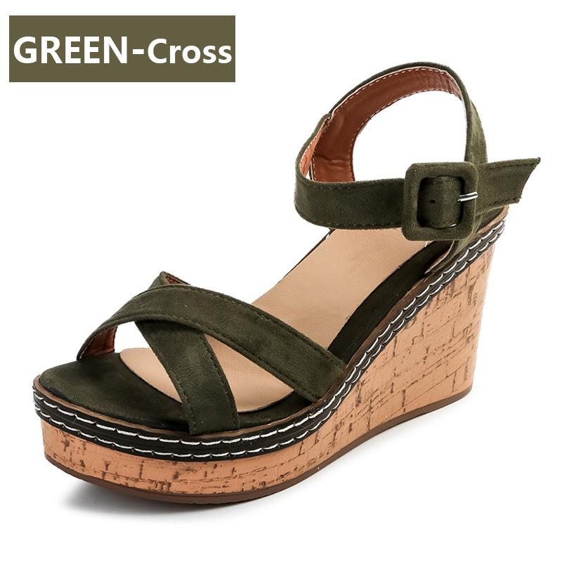 Aphixta Wedge Sandals Peep Toe Buckle Shoes Woman Platform 10cm Cool Summer Super High Heel Shoes Female
