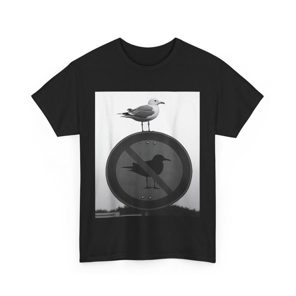 Funny Seagull Defying Rules Rebel Bird On Forbidden Sign T-Shirt