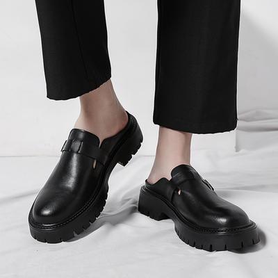 Marke Herren Sommer Neu Kopflos Halb Hitzefrei Halb Rutschig Lederschuhe Klassisch Schwarz Dicke Sohle Bequeme Lässige Herrenschuhe