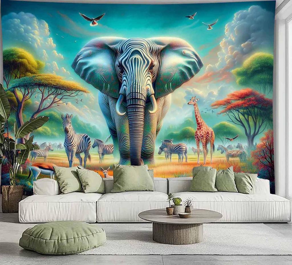 3D Fierce Bear Breakthrough Wall Art Tapestry, Aggressive Powerful Animal Print Poster Wide Wall Hanging For Bedroom Living Room