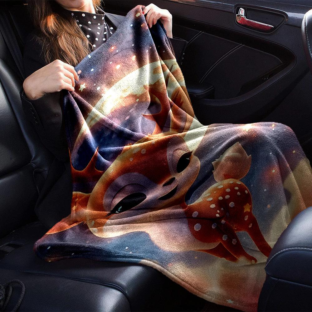 1pc Deer Name Blanket Lightweight Flannel Throw for Sofa Bed Travel Camping Livingroom Office Couch Chair