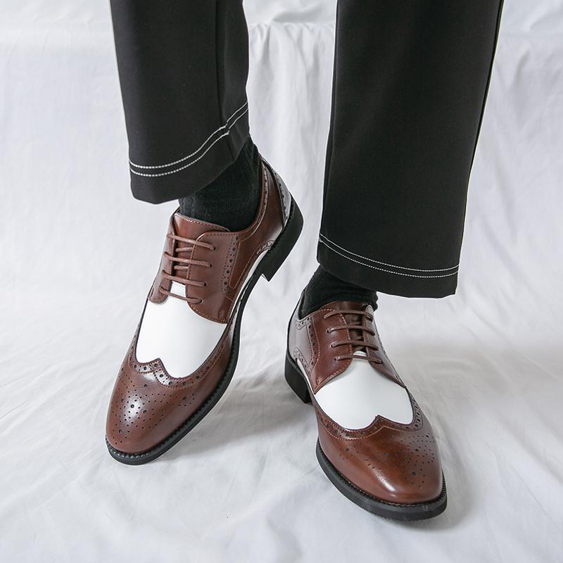 

Мужские броги дерби оксфорды коричневые черные кожаные формальные деловые туфли мужские туфли для смокинга свадьбы танцев больших размеров EU:46 коричневый