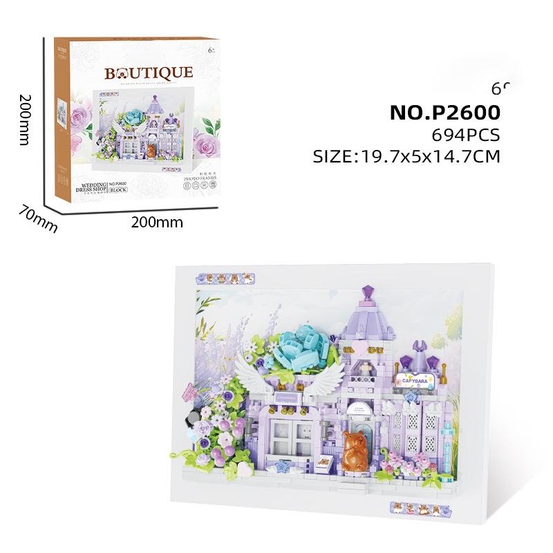 Adults Micro flower shop Assembly Bricks Constructor Set photo frame Particle Building Blocks Toy for Children Diy Set for Kids