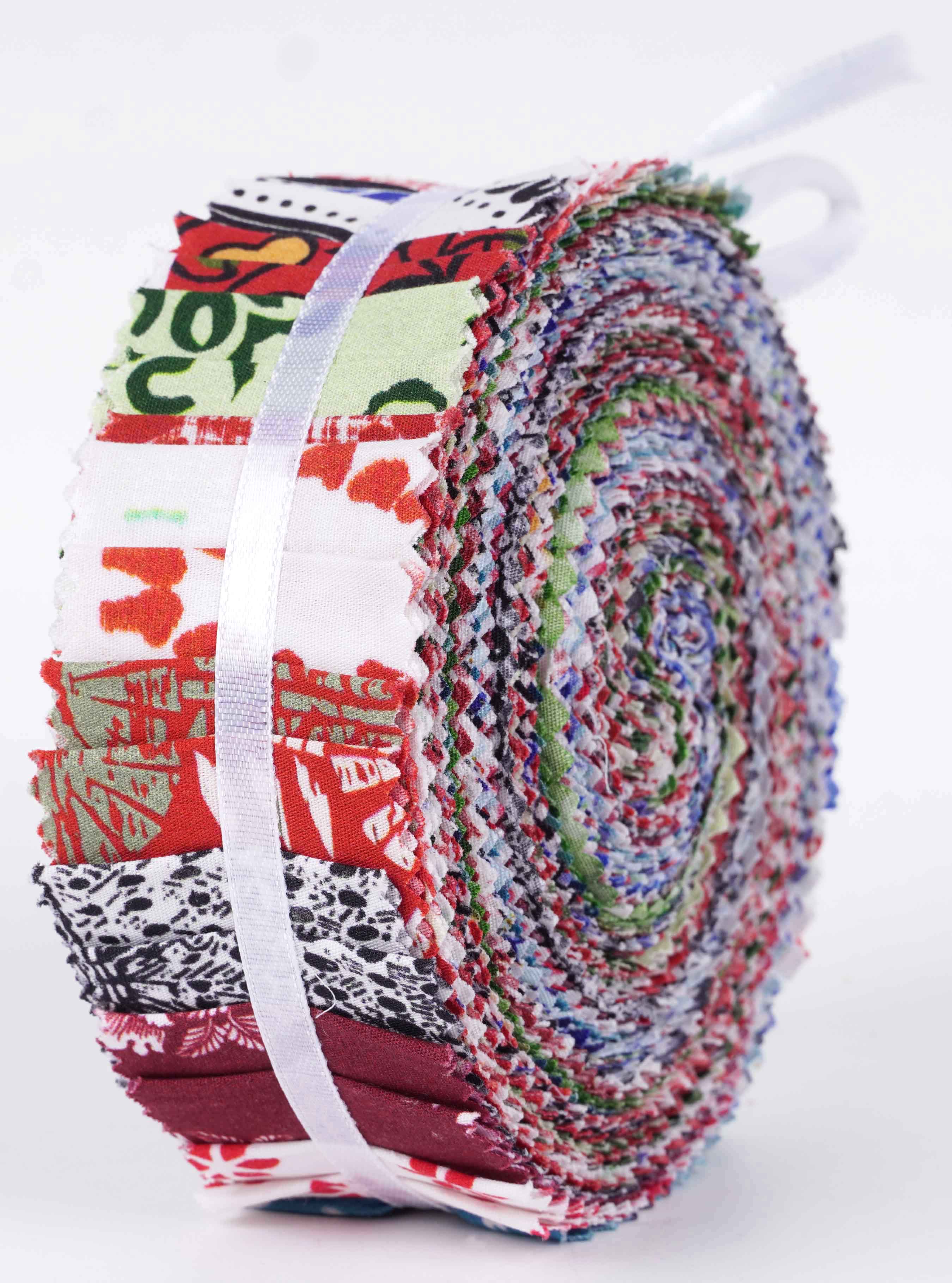 

Soimoi, 40 шт., бавовняна нарізана тканина з блоковим принтом для стьобання, ремісничі смужки 2,5x42 дюйма, желейний рулон - 1.5x42inches різнокольоровий