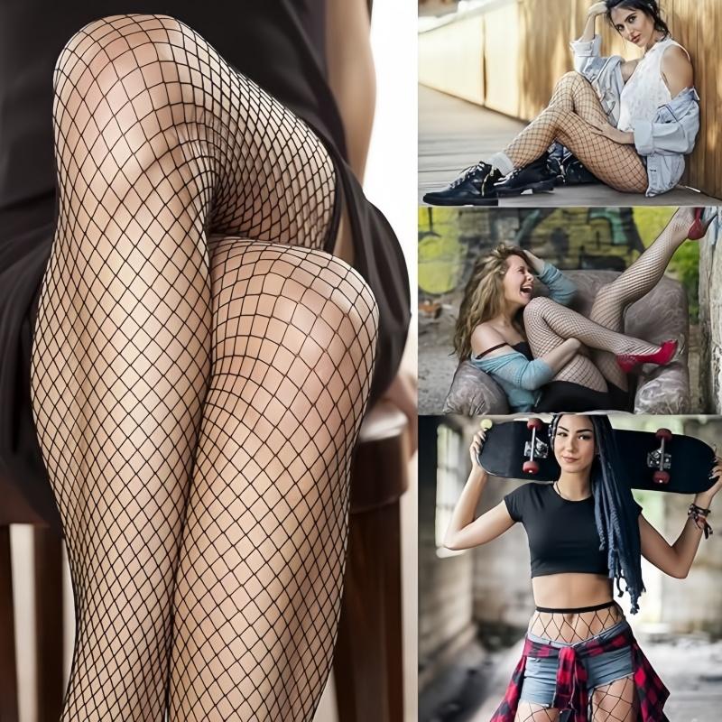 Yiran Sexy Lingerie Women's Plus Size Fishnet Stockings For - 3 Pairs Sexy Fishnets Tights, Halloween Fish Net Stockings,Gothic Clothes Cm