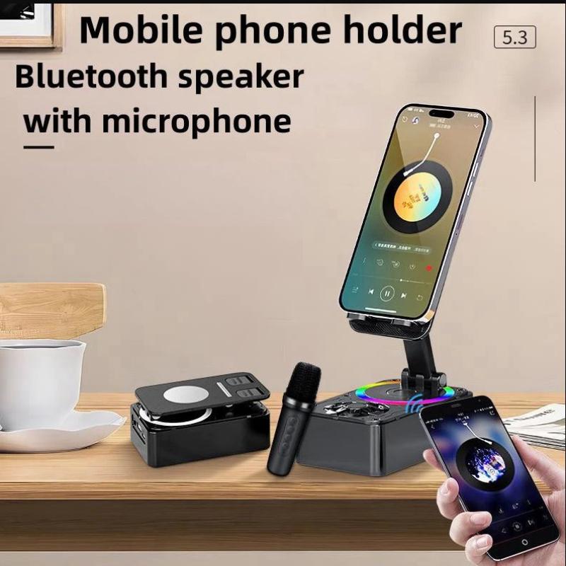 4In1 Phone Holder Portable Speaker With Mic Wireless Speaker Bluetooth With Powerbank360°Phone Stand