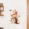 Self-adhesive Cartoon Cute Stacked Cats with Butterfly Wall Window Stickers for Kids Room Living Room Glass Decor