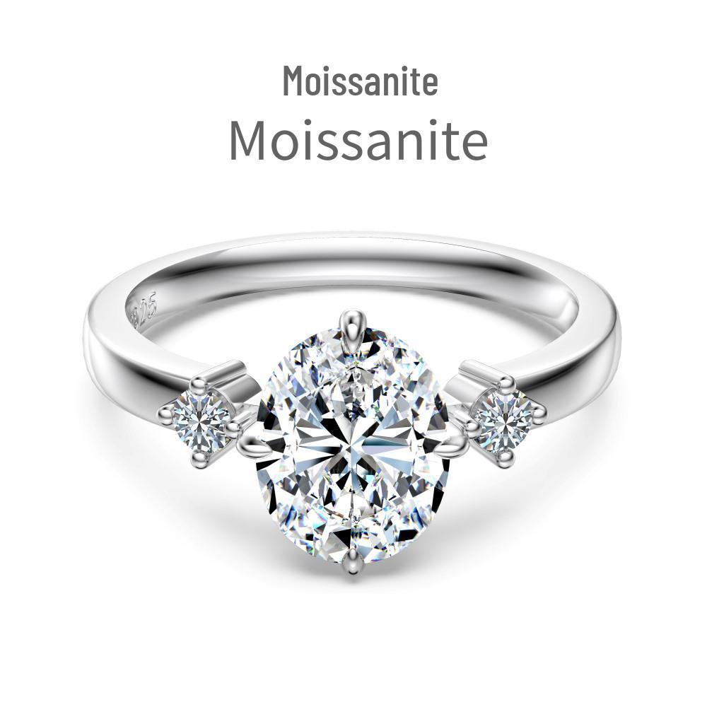 

S925 Sterling Silver Women s Moissanite Ring - Irregular Oval Water Drop 2CT for a Niche, Luxurious Feel Size 9
