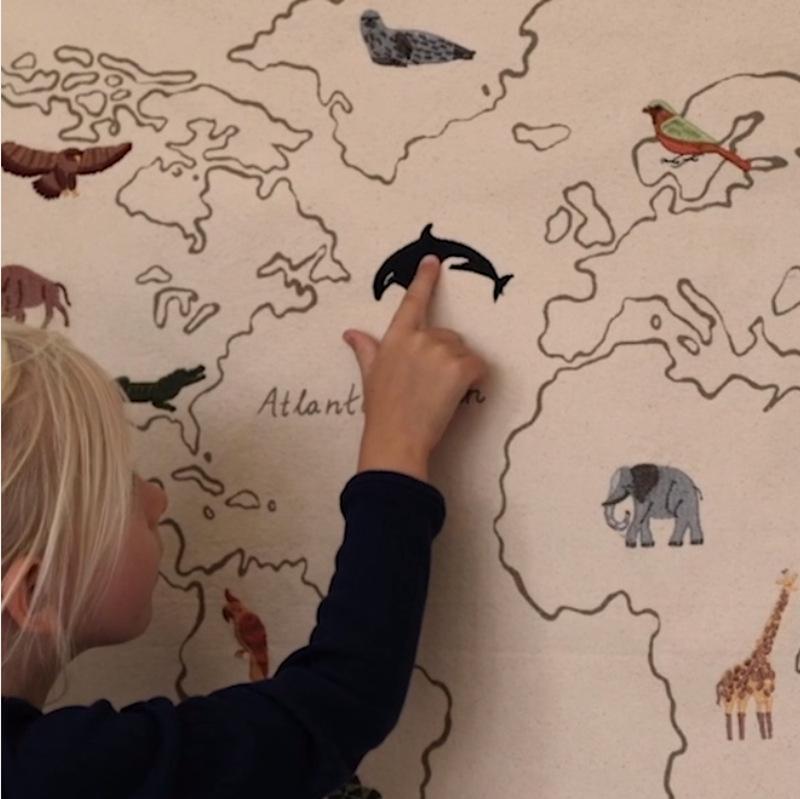 Nordic Animal Embroidery Canvas Tapestry - Children's Room Decor & Photography Props