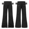 American Deconstructed Multi-Strap Button Flare Pants High Street Slim Fit Bootcut Trousers