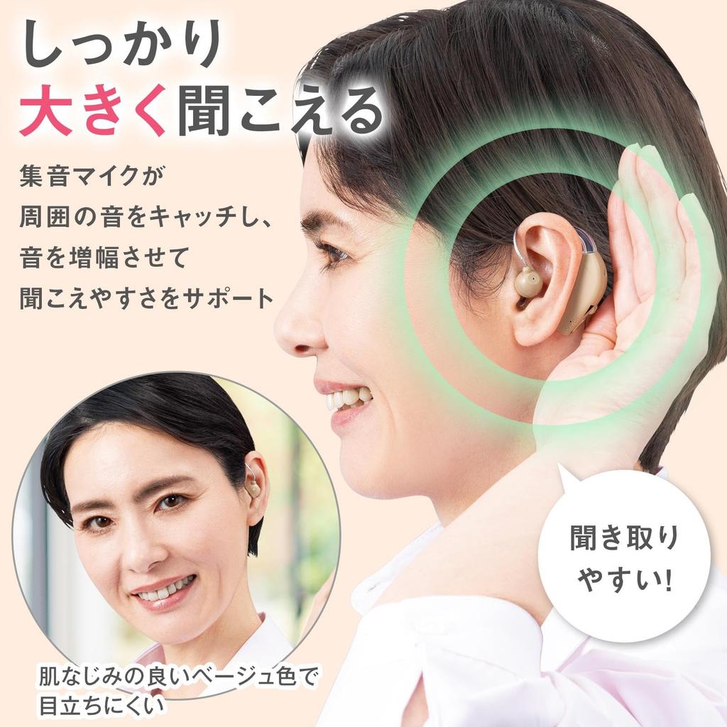 Comolife Rechargeable Ear-Hook Hearing Amplifier for Seniors, Lightweight, Compact, with Brush and Case, Gift Included