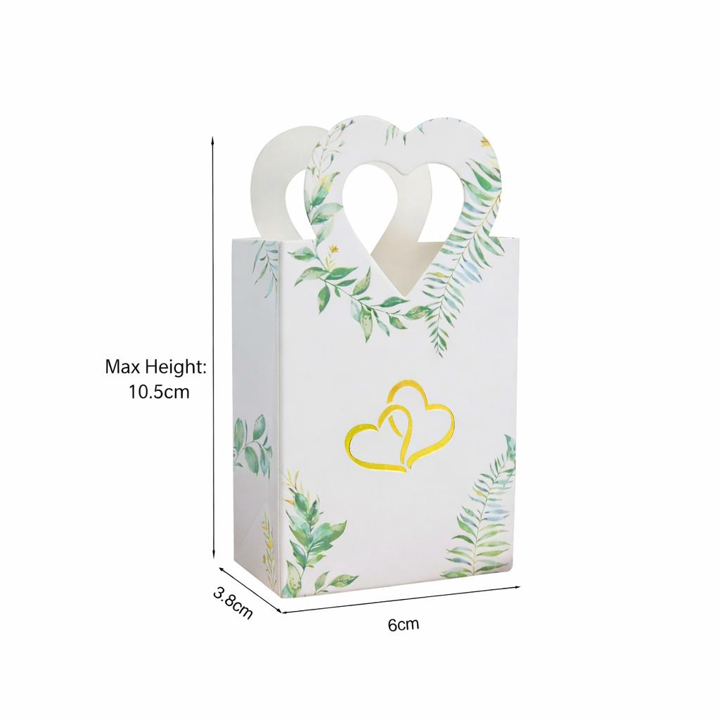 

100pcs Mini Candy Gift Bags with Heart Shape Design and Gold Foil Print for Wedding Favors and Spring Parties 100pcs&6x3.8x10.5cm