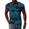 Summer Round Neck 3D Circuit Board Print T-shirts Fashionable Casual Short Sleeved Men's T-shirts