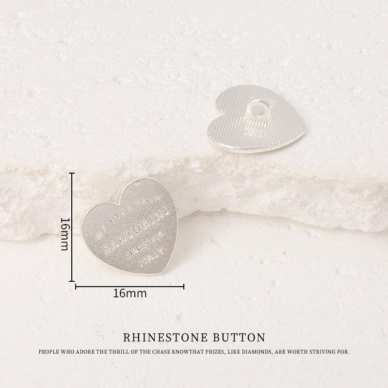 

5pcs Fog Silver Metal Love Button Top Sweater Cardigan Fog Gold Button Suit Jacket Hand Sewn Button Accessories 3 #Silver 16mm