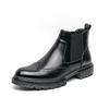 Fashion Men Boots New High Top Solid Color Round Head Carved Business Casual Men Boots British Style PU Leather Boots Large Size 38-46