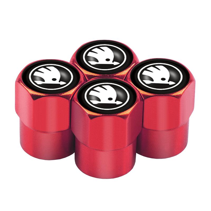 ABCDGD1 4PCS Car Styling Aluminum Emblem Wheel Tire Valve Stem Air Caps For Skoda S Octavia Fabia Rapid Yeti Superb Octavia A5 VRS VII