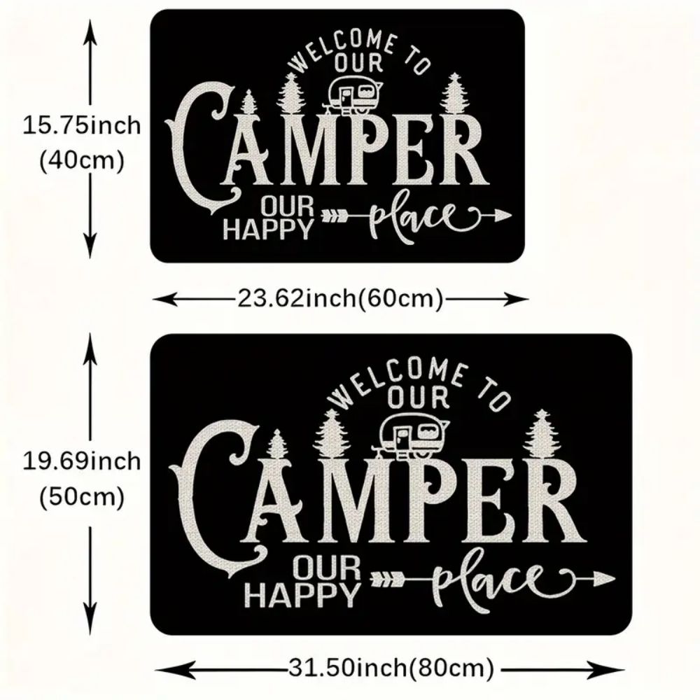 VIKAMA Camper Van Welcome Carpet, Washable, Camping Door Anti-Slip Carpet, Living Room, Decorative And Durable Camping Carpet