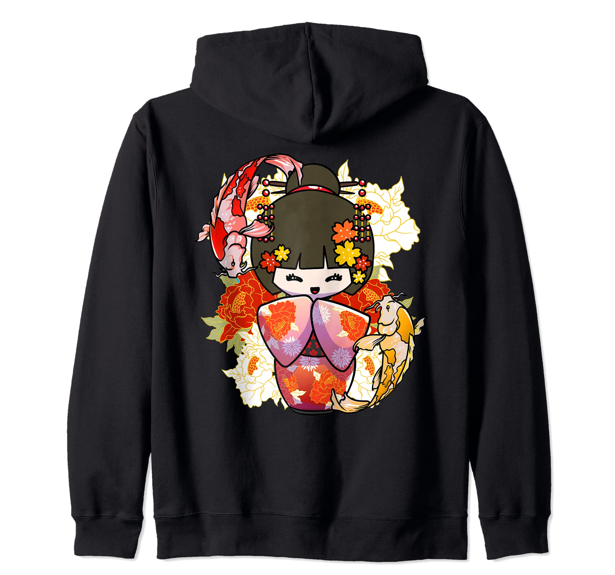 

Kokeshi Doll Koi Fish Japanese Beauty Lover Zip Hoodie чёрный
