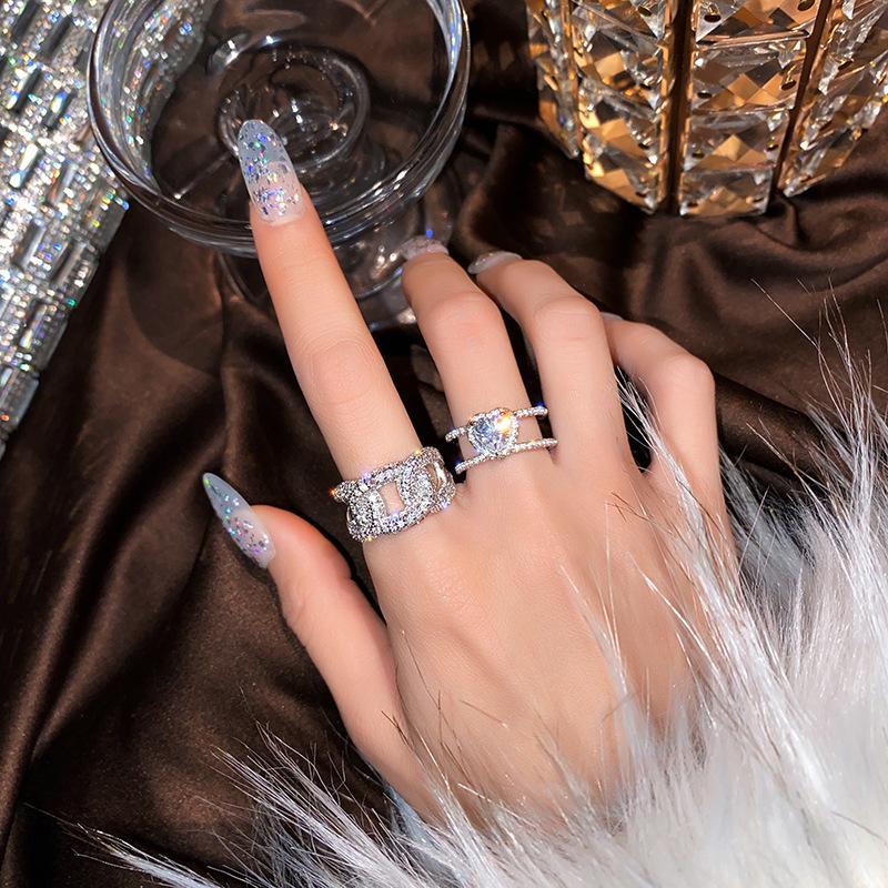 Love Ring Women'S Personality Fashion Opening Light Luxury Niche Design Temperament Women'S Index Finger Ring