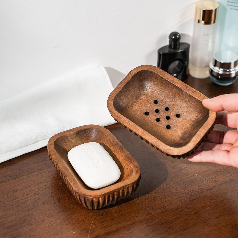 New Soap Box Handmade Solid Wood Soap Box Toilet Drain Soap Box Wooden Bathroom Uncovered Soap Box Drain