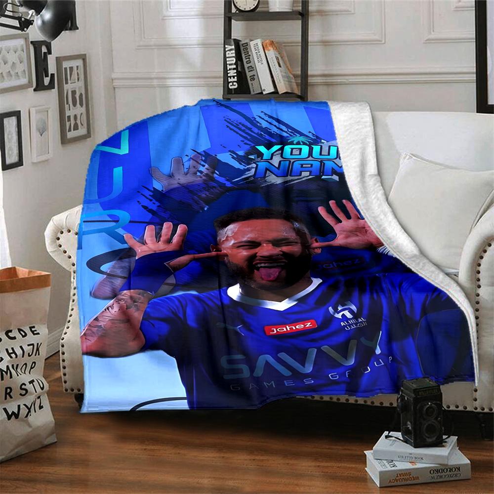 Star Neymar Personalized Name Blanket Cozy Personalized Blanket Durable Comfort Suitable for Home Decor Living Room Office Chair Bed