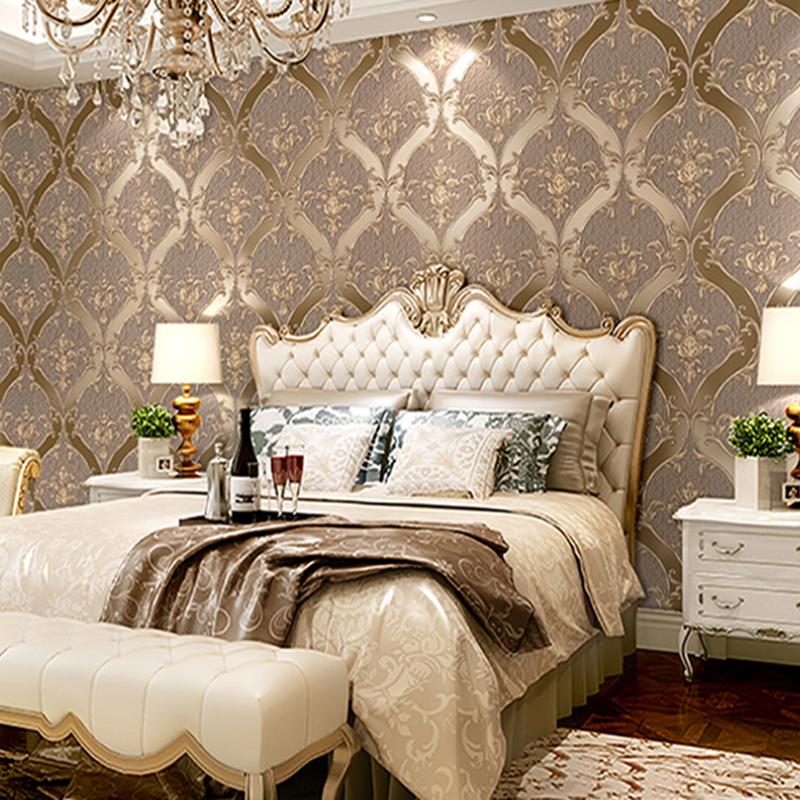 Europäischer Stil Damaskus Tapete Wohnzimmer TV Sofa Schlafzimmer 3D Relief Vlies Nachttisch Wandpapier Luxus Heimdekor 3D Tapeten