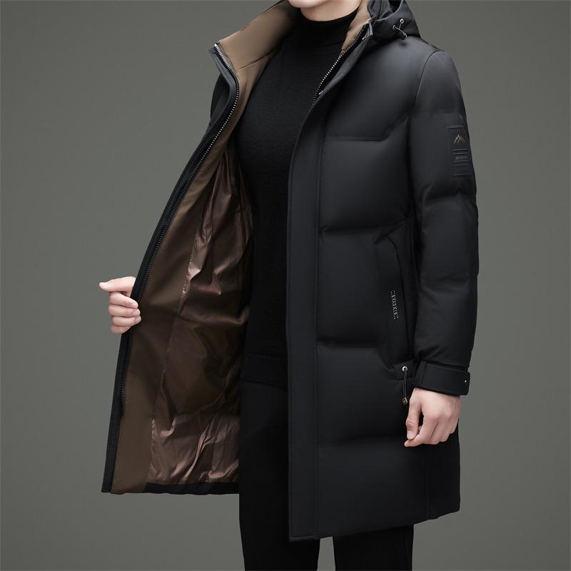 Doudoune à Capuche Mi-Longue pour Homme - Manteau d'Hiver Épais, Chaud et Décontracté