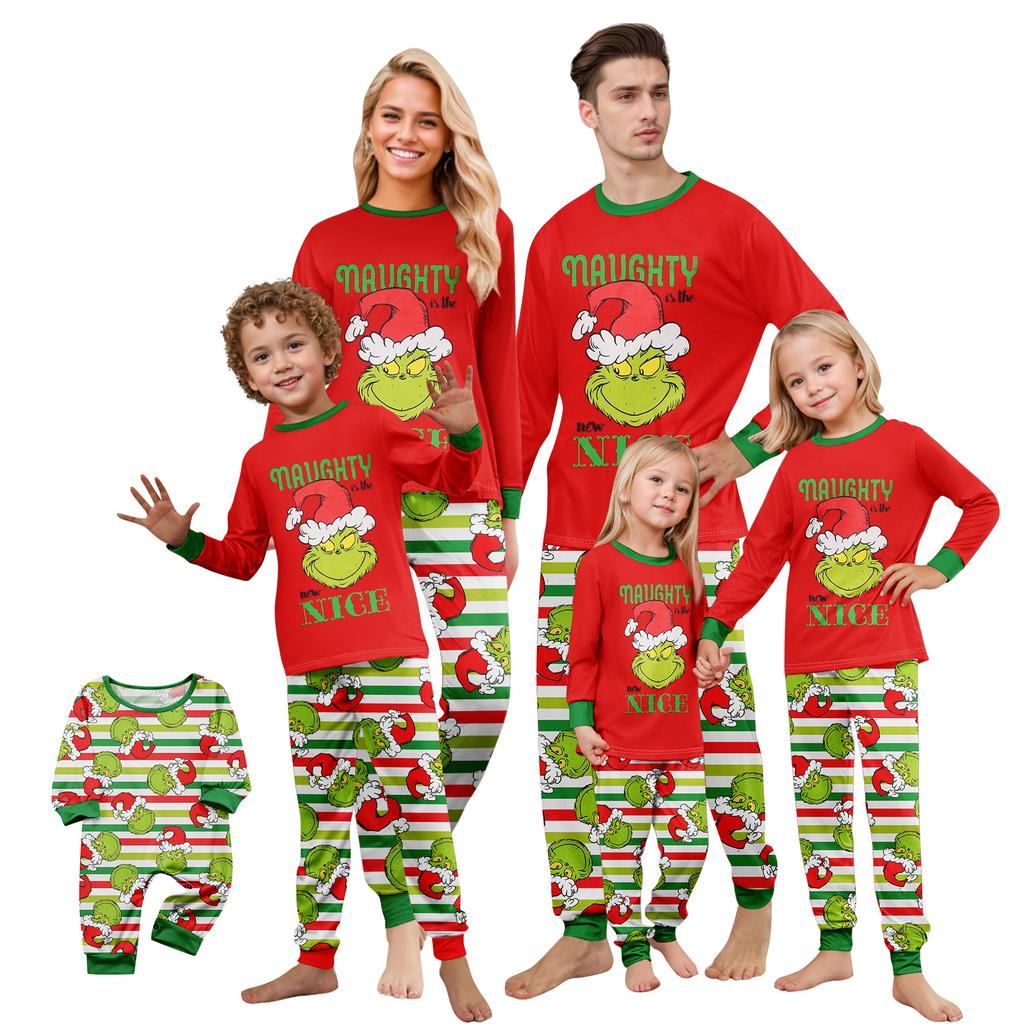 Christmas Print Cute Family Set Pajamas, Home Clothes, Family Set Long Sleeve Top Pants Set