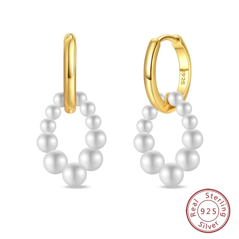 Luxus Goldene Muschel Seestern Perlen Ohrstecker 925 Silber Schmetterling Herzförmige Anhänger Perlenohrringe Für Frauen Party Schmuck