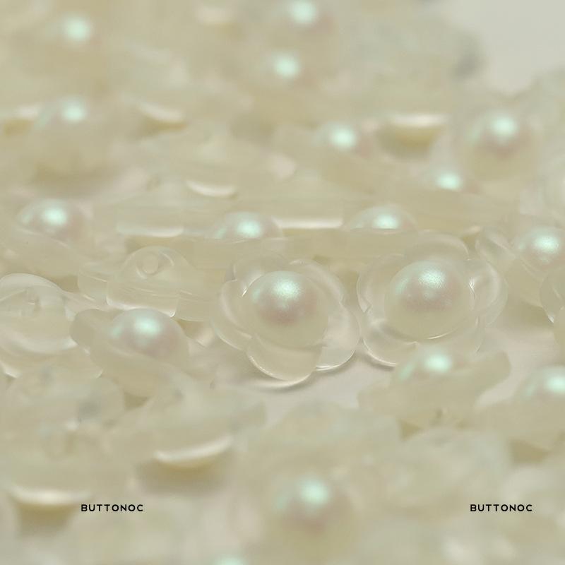 Plum Blossom Pearl Knitted Sweater Buttons Transparent Shirt Top Clothing Sleeve Collar Buttons Dress Jacket Buttons