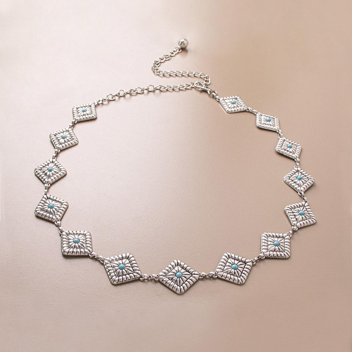 

New Western Large Turquoise Retro Bohemian Style Metal Waist Chain Women s Belt